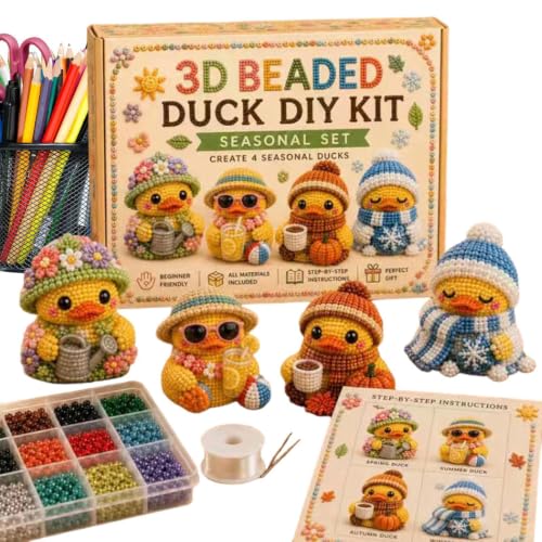 Kits de joyería y manualidades de cuentas para crear un pato pequeño y un gatito decorativos