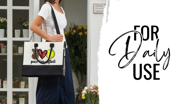 Bolso tote de lona grande para mujer miniatura 7