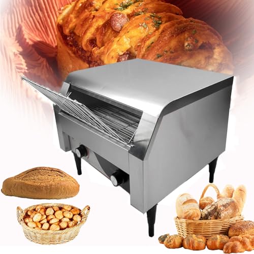 Aioneer Conveyor Toaster 150/300/450 Slices/Hour Commercial Toaster For Restaurant 2200W Stainless Steel Toaster Oven For Restaurant/Buffets/Famliy Day,Silver-450-Silver-150
