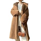 [Neping] フェイクムートンコート レディース ウールコート ジャケット 毛皮コート ロング ファーコート テディファーが暖かさを保ち -40°Cまで耐える 毛皮 膝丈 人生を追求する キャメル・テディベアコート