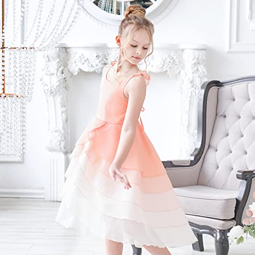 Image of Sunny Fashion Girls Dress Gradient Zigzag Hi-lo Suspender Backless Sleeveless