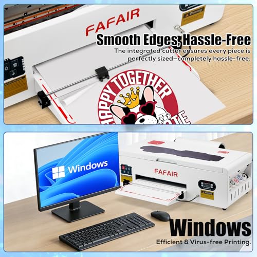Image of FAFAIR A3 L1800 DTF Printer, Dtf Printer Machine with 6 Smart Upgrades, DIY Print Machine with Software, Powder, 5 x 250ml Ink, and 1 x Roll of Film(L1800+Oven, White)