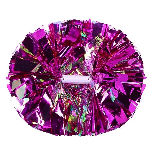 Hooshing 2PCS Hot Pink Pom Poms Cheerleading Rainbow with Baton Handle