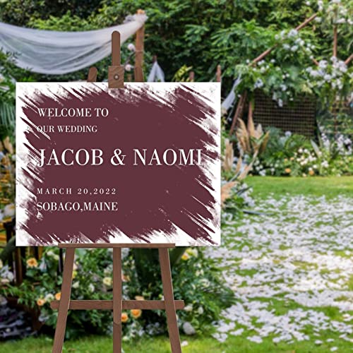 Panneau de bienvenue de mariage chic et épuré avec lettrage personnalisé haute définition