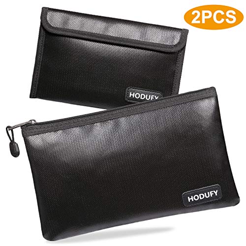 Hodufy Fireproof Money Bag, 10.6"x6.7" Fireproof and Waterproof Cash Bag, 5" x 8"