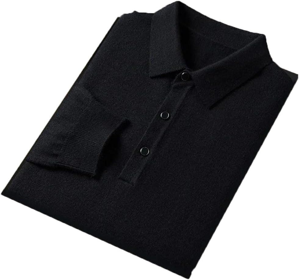 Dninmim Men's Polo Neck Sweaters Long Sleeve Knit Pullover Casual Comfortable Warm Lapel Jumper