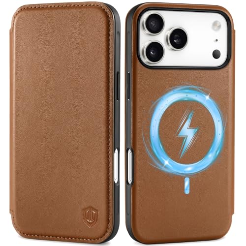 Coque mince iPhone 17 Pro Max Shieldon portefeuille en cuir véritable