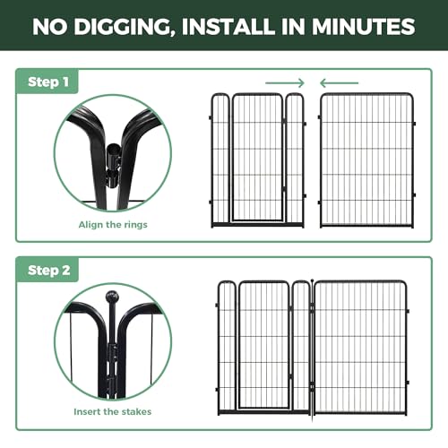Image of FXW Garden Fence Outdoor for the Yard - 40in(H) x 72.9ft(L) Heavy Duty Metal Animal Barrier for Dog, No Dig Decorative Dog Fence, 32 Panels, Black