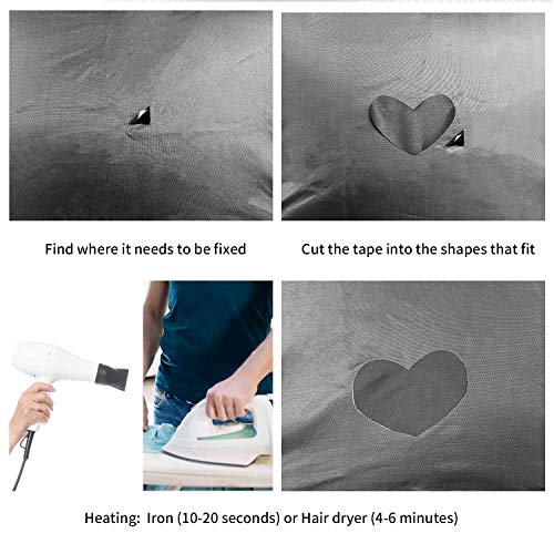 Azobur Nylon Fabric Iron-On Patches 2.4" X 60", Waterproof Tenacious Adhesive Tape Iron-On Patch For Tent, Clothing, Backpack, Luggage(Black) #TOP4