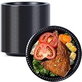 YANGRUI Reusable Plastic Plates, 9 Inch 150 Pack Food Grade Material BPA Free Biodegradable Black Di
