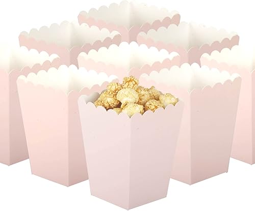 WOPARTY Juego de 36 cajas de palomitas de maíz, color rosa claro, cajas de papel para palomitas de maíz, contenedor de palomitas de maíz abierto