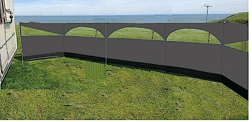 Windbreaker Wind Privacy Screen Camping Blocker 5 Panel Garden Beach Wind Shield 5ft High x 27.4ft Long (Stone Grey)
