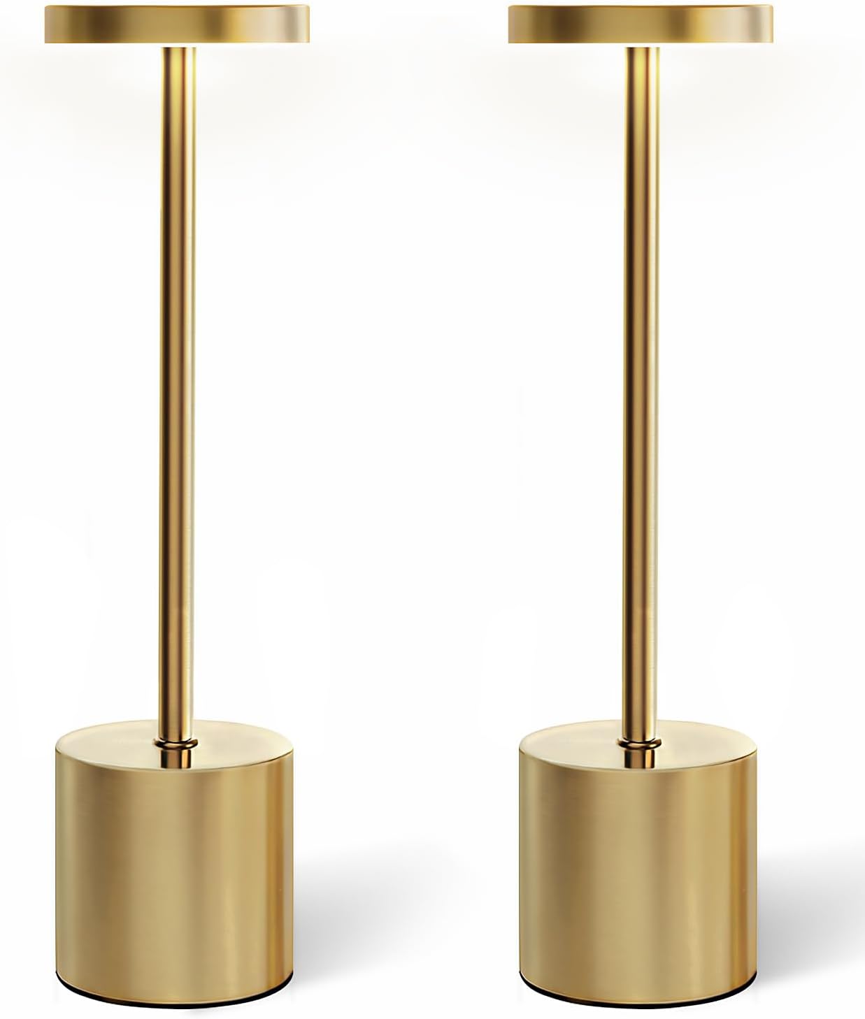 Swinerton Cordless Table Lamp Set of 2, Gold 5000mAh Rechargeable Battery Operated Lamps, Wireless 3 Color Dimmable Touch Lamp Table Light for Restaurant Dining Patio Outdoor, Home Decor