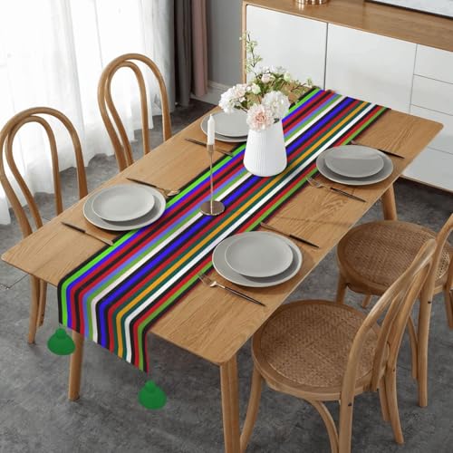 Chemin de table imprimé à rayures colorées pour protéger et décorer la table