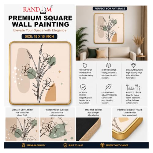 Image of RANDOM Premium Square Wall Painting Set of 2, 38 x 38 cm (Square Painting Flower)