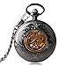 OIFMKC Pocket Watch Luxury Mechanical Pocket Watch Mens Carving Transparent Glass Cover Winding Fashion Automatic Steampunk Exquisite Fob Watch Gift