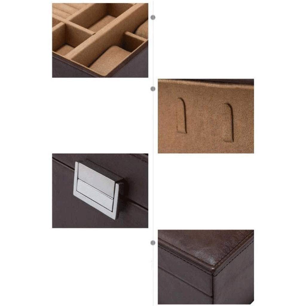 Uhrenbox, Uhren-Organizer aus PU-Leder und Vitrine für Schmuck oder Ringe mit Glasdeckel Present