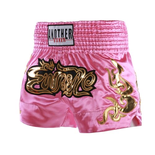 LiiYii - LiiYii Enfant Garçon Short de Boxe Thailandaise Short MMA Garcon Filles Muay Thai 5-16 Ans Rose 8-12 Ans