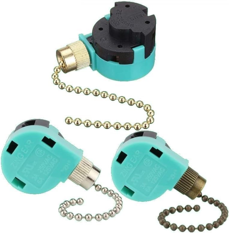 Compatible For Zing ZE-268S6 Ceiling Fan Switch 3 Speed 4 Wire Pull Chain Control Replacement(A1)