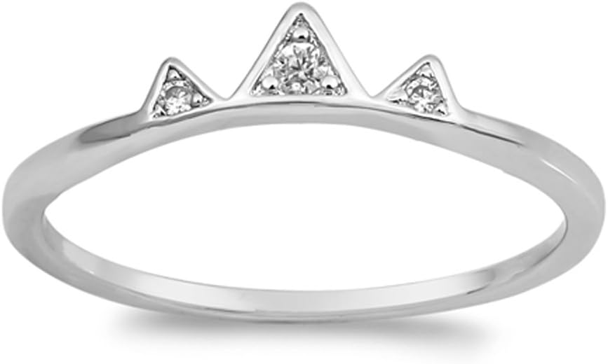 CHOOSE YOUR COLOR Sterling Silver Small Tiara Crown Ring