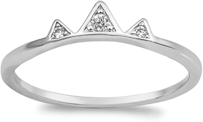 CHOOSE YOUR COLOR Sterling Silver Small Tiara Crown Ring