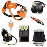 Ignition Coil 6 Prong Cdi Box 4 Pin Rectifier 110cc Solenoid Relay for GY6 TAOTAO 50cc 70cc 90cc 110cc 125cc 150cc Scooter ATV Go Kart Moped Dirt Bike
