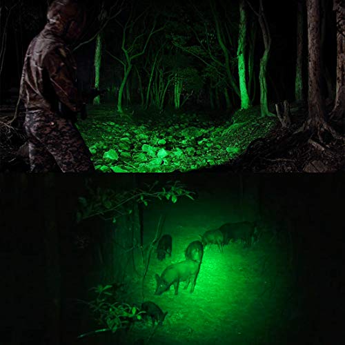 Feerien Green Light Tactical Flashlight, 350 Yards Hunting Flashlight With Universal Picatinny Rail Mount, Remote Pressure Switch For Night Hunting, Runs 5 Hours Grey #TOP5