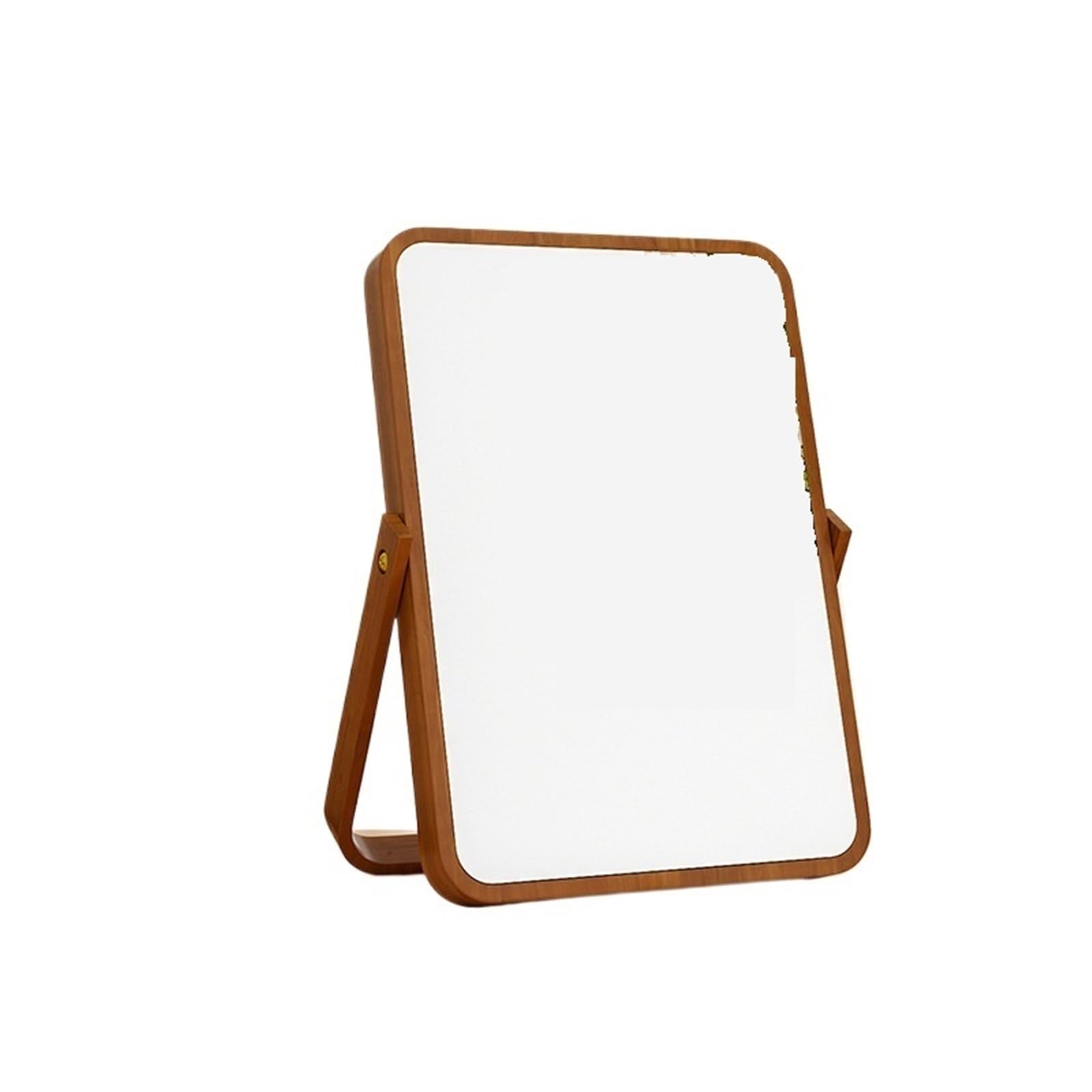 KTMBOHU Simple Solid Wood Vanity Mirror, Home Desktop Large Foldable Vanity Mirror, Small Portable Desktop Mirror(大号-胡桃色)