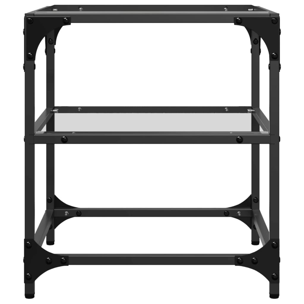 Mesa de centro con placas de cristal, transparente, 40 x 40 x 45 cm, marco de acero, mesa de salón para aperitivos y bebidas, artículos decorativos, diseño de fácil cuidado