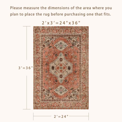 Image of Tangsoo Boho Small Area Rug, 2x3 Washable Throw Rugs for Entryway, Non Slip