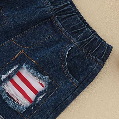 Roupas para meninas, crianças, Dia da Independência, 4 de julho, estampas de dinossauros, shorts jea