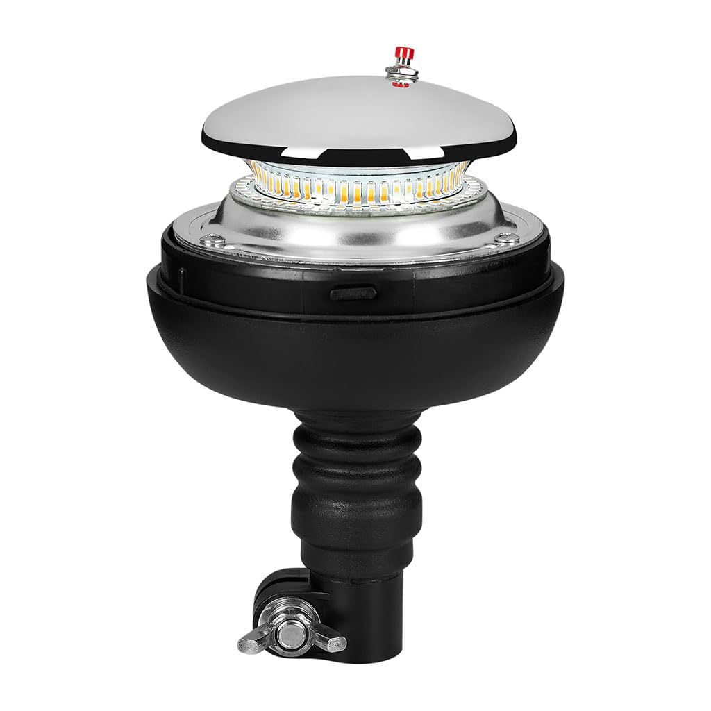 OROK 648162 Gyrophare Orange LED 12/24V Bi-Voltage – Gyroflash IP65 – Fixation sur Tige Flexible – Cabochon Polycarbonate Antichoc – Véhicule Agricole Utilitaire Chantier