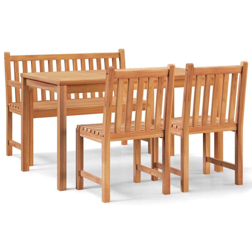 Set di mobili da giardino in teak massiccio, 140 x 80 cm, 2 sedie, design moderno, robusto e durevole, per terrazza, giardino d'inverno