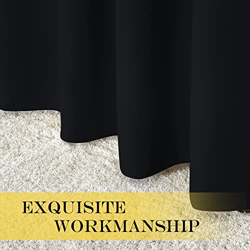 NICETOWN Black Curtain for Patio Door - Extra Wide Energy Save Sliding Glass Door Drape for Curtain Rod, Room Divider Curtain, Vertical Blinds (Black, 100 inches Width x 95 inches Length)