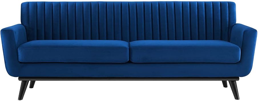 Modway Engage Channel Tufted Performance Velvet Sofa in Navy