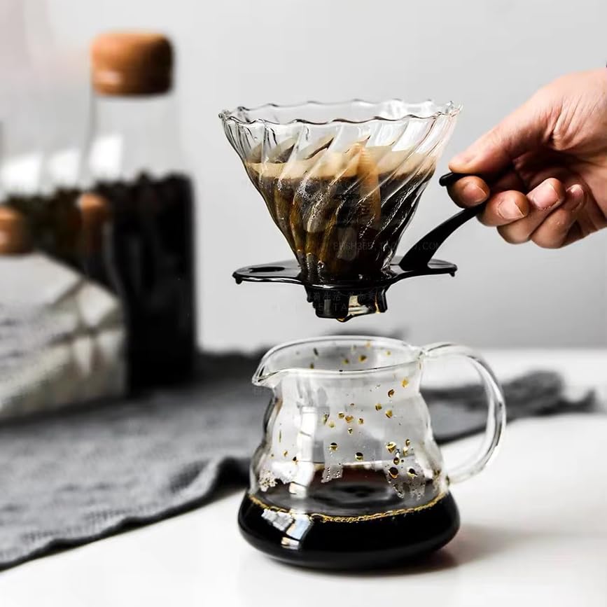 Image of The Bean Co Roasters Coffee Dripper - Manual Pour Over Brewer for Cup & Carafe | Heat-Resistant Borosilicate Glass | Cafe-Style Brewing