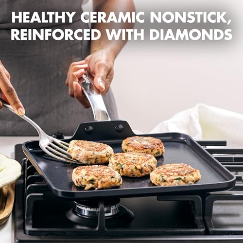 Image of GreenPan Prime Midnight Healthy Ceramic Nonstick, Griddle 11 inch, Black