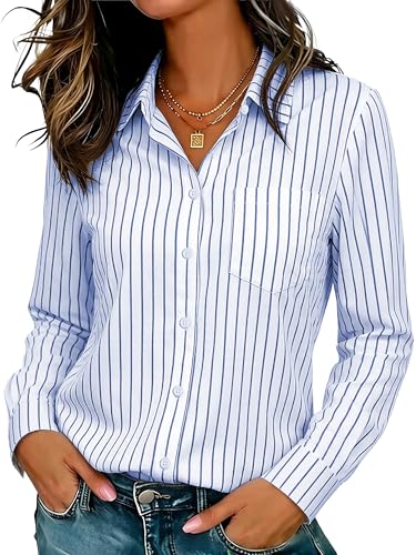 Image of Soft Wrinkle-Free Button Down Stretch Shirts for Women, Breathable Moisture-Wicking Casual Work Dress Tops