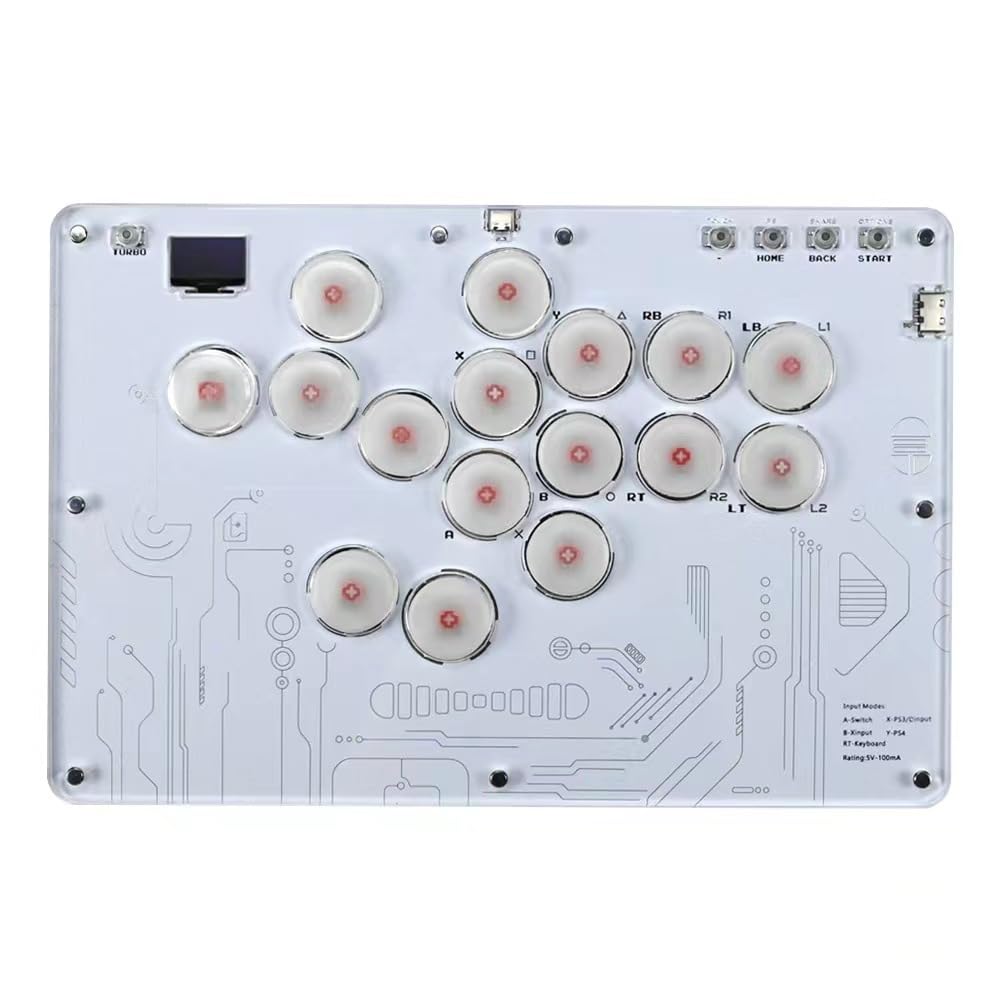 Arcade Stick 16Keys All-Button Gamerfinger with Turbo Functions & Custom RGB,Arcade Controller Street Fight for PC/PS3/PS4/Switch/Steam Game Keyboard-Supports Hot Swap & SOCD