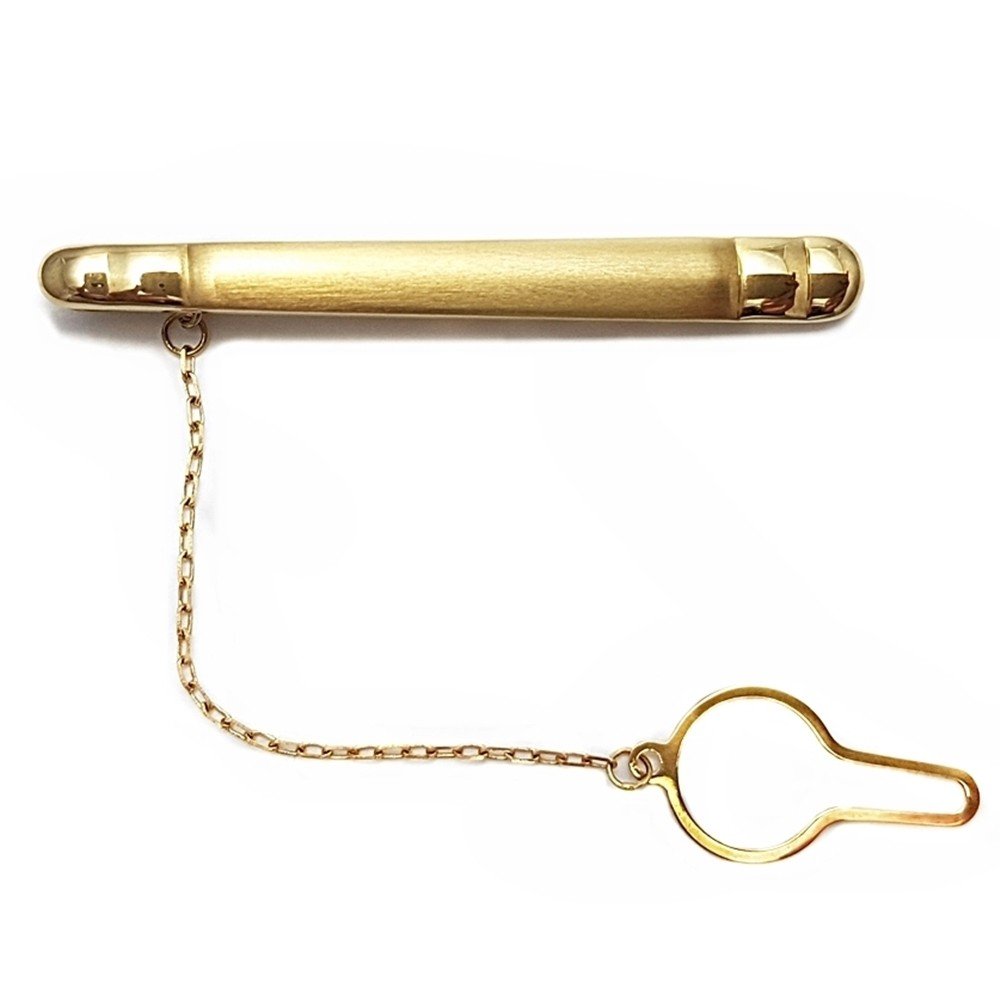 Pisacorbata oro 18k agujas mate extremos brillo 54mm. [AA9805]