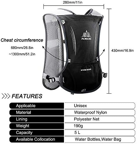 HINATAA Lightweight Running Hydration Backpack, 5L 190g Running Hydration Vest for Women and Men Cycling Running Climbing Hiking Vest Pack