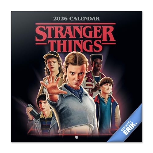 Grupo Erik Calendario Stranger Things 2026 pared - Almanaque pared 2026 : Planificador mensual Con espacio para Anotar, Ilustraciones y Fácil de colgar (30x30cm) - Stranger Things Merchandising