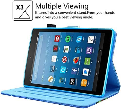 Folio HD 8 Case Old Model(Only Fits 2018 2017 2016 Version, 8th/7th/6th Gen), Not Fit HD 8 2020 Tablet and HD 8 Plus, JZCreater Leather Standing Case Cover with Auto Wake/Sleep, Yellow Butterfly