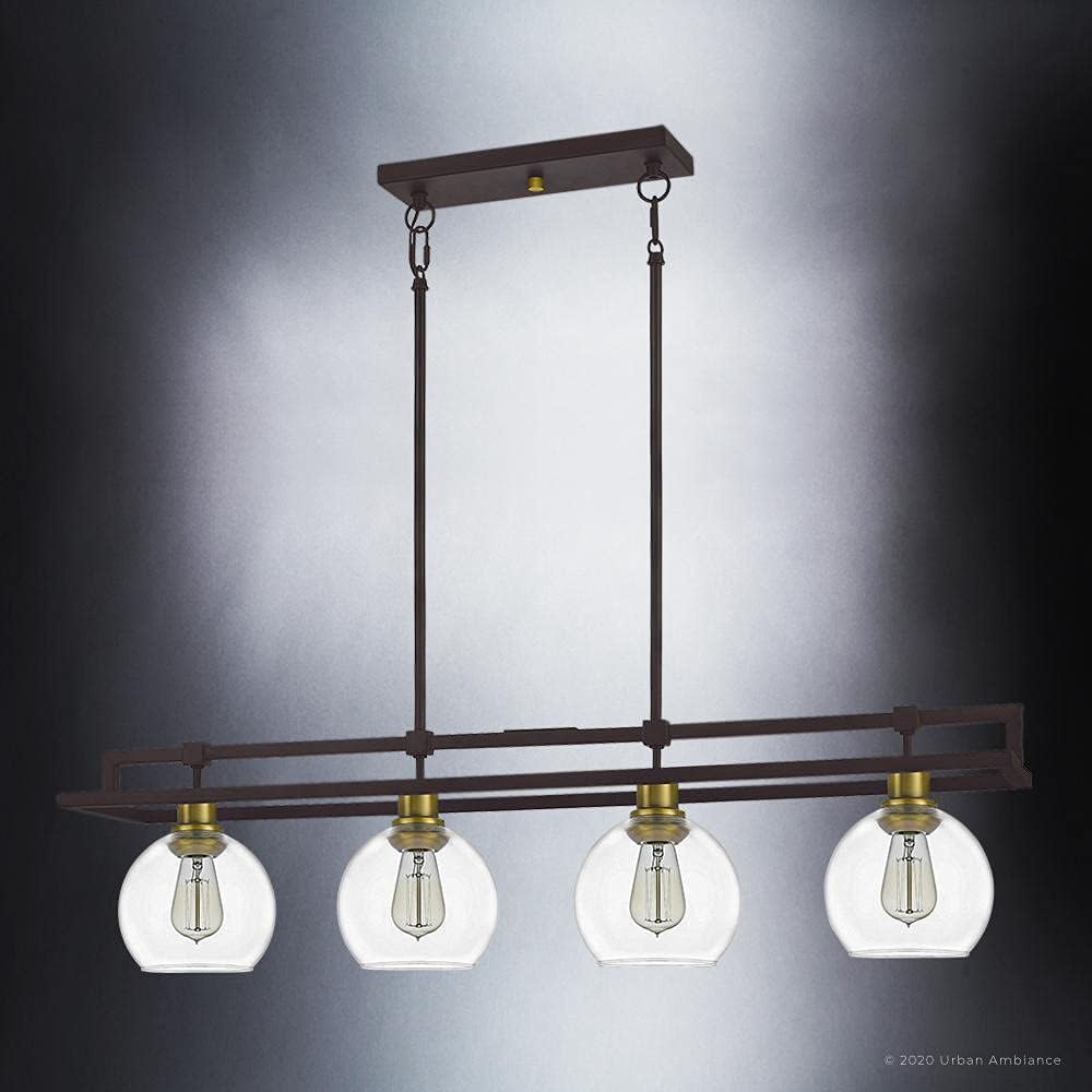 Urban Ambiance Luxury Utilitarian Chandelier, Large Size: 10''H x 40''W, with Industrial Style Elements, Black Bronze Finish, UQL4030, Preston Collection