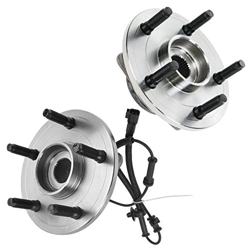 Image of TRQ Front Left and Right Wheel Bearing and Hub Assembly Set 2 Piece Compatible with 2006-2008 Dodge Ram 1500 Truck Driver Side Speed Sensor Rear Wheel ABS Brakes 5 Lug Wheels