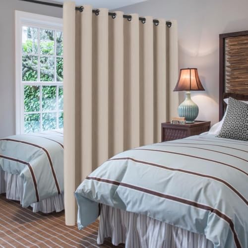 Image of H.VERSAILTEX Blackout Patio Curtains 100 x 90 Inches for Sliding Door Extral Wide Blackout Curtain Panels Thermal Insulated Room Divider - Grommet Top, 7.5' Tall by 8.3' Wide - Fog