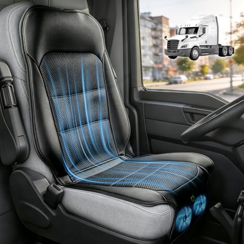 Upgraded Cooling Car Seat Cover, Cooling Seat Covers For Cars Trucks, 12V-24V 3-Speed Air Cooled Car Seat Cushion, Universal Fit for Summer Truck SUV Office, Non-slip Breathable 3D Mesh Leather, Black