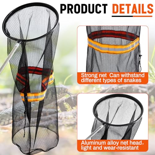 Image of Qualirey Snake Catcher Net Rattlesnake Grabber Snake Grabber Tool Snake Handling Tools Telescopic Pole Stick with 16.2''-27.6'' Handle and 11.8'' Net Opening for Reptile Catch Snake Removing Catching