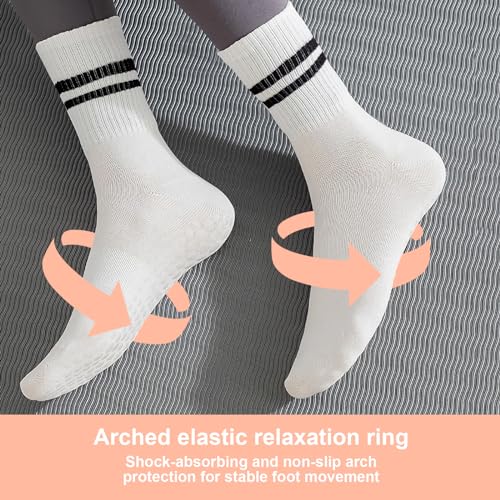 Image of 3 Pairs Yoga Socks with Grips Yoga Grip Socks for Women Non Slip Yoga Athletic Socks Pilates Socks for Ladies