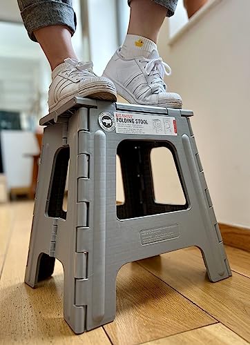 Taburete plegable de plástico Rhino II gris ultra resistente para el hogar 3